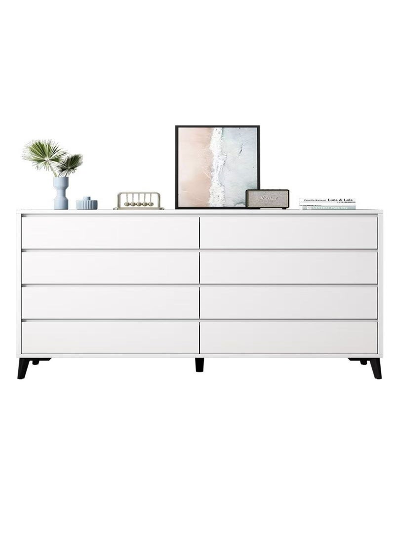 CityRiya-Long Chest of Drawers, 8 Drawers Dresser for Bedroom, 138cm TV Stand, Wood Storage Cabinet, Bedside Table, Chests Storage Organizer Tower Furniture, Dressers for Bedroom, Clothes, Closet, Living Room, Hallway, Entryway, White - Image 3