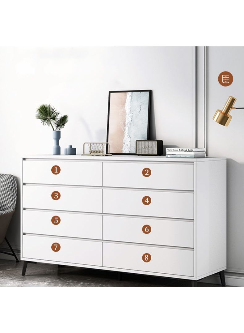 CityRiya-Long Chest of Drawers, 8 Drawers Dresser for Bedroom, 138cm TV Stand, Wood Storage Cabinet, Bedside Table, Chests Storage Organizer Tower Furniture, Dressers for Bedroom, Clothes, Closet, Living Room, Hallway, Entryway, White - Image 5