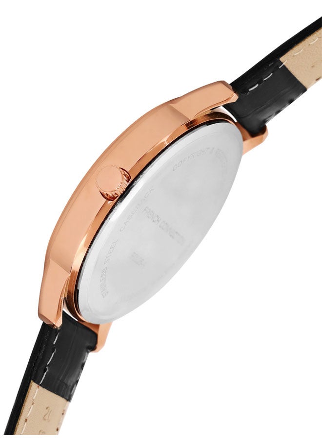 French Connection Black Dial Black Leather Strap Analog Watch for Men 42mm - Image 3