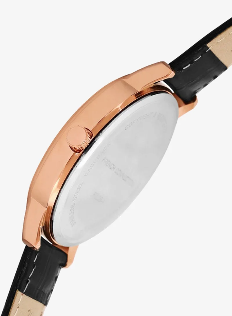French Connection  Black Dial Black Leather Strap Analog Watch for Men 42mm for Men | Best Price UAE