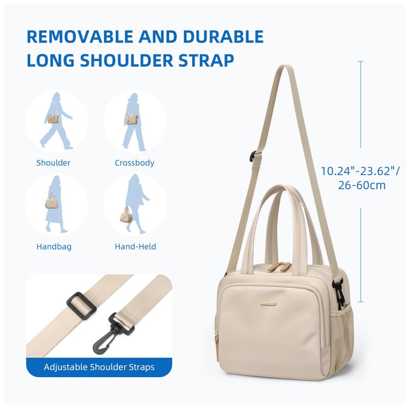 GOLF QUALITY Insulated Lunch Bags for Women,Lightweight Puffy Padded Waterproof Lunch Tote,Reusable Lunch Cooler Bag for Work Picnic Travel,Apricot - Image 3
