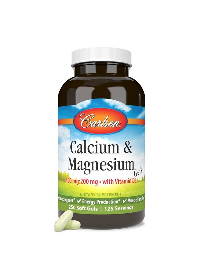 Carlson Calmag Gels 2:1 Calcium To Magnesium Ratio Calcium Magnesium Supplement  Vitamin D 200 Mg Calcium Supplement 100 Mg Magnesium Supplement Bone Support Energy Production 250 Softgels - Image 5