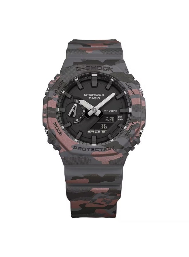 G-SHOCK Analog-Digital Men’s Watch GA-2100CM-8A, 45.4 mm Black Camouflage Carbon Core Guard Case & Bio-Based Resin Strap, Shock-Resistant, LED Light, 200 m WR - Image 2