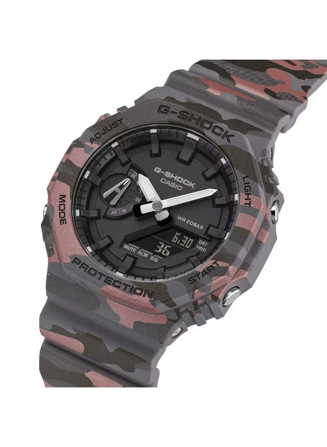 G-SHOCK Analog-Digital Men’s Watch GA-2100CM-8A, 45.4 mm Black Camouflage Carbon Core Guard Case & Bio-Based Resin Strap, Shock-Resistant, LED Light, 200 m WR - Image 4