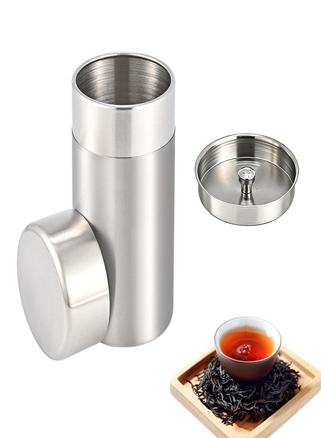 Frdhee Stainless Steel Tea Canister, 550ml Double Seal Tea Tin Canister Airtight Canister Storage Container with Double Lids, for Tea Coffee Sugar Seasoning Storage - Image 1