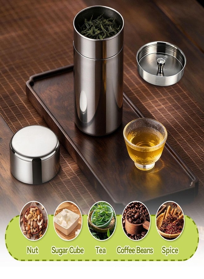 Frdhee Stainless Steel Tea Canister, 550ml Double Seal Tea Tin Canister Airtight Canister Storage Container with Double Lids, for Tea Coffee Sugar Seasoning Storage - Image 5