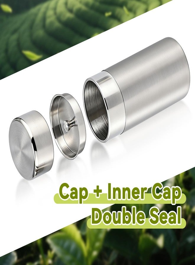 Frdhee Stainless Steel Tea Canister, 550ml Double Seal Tea Tin Canister Airtight Canister Storage Container with Double Lids, for Tea Coffee Sugar Seasoning Storage - Image 4