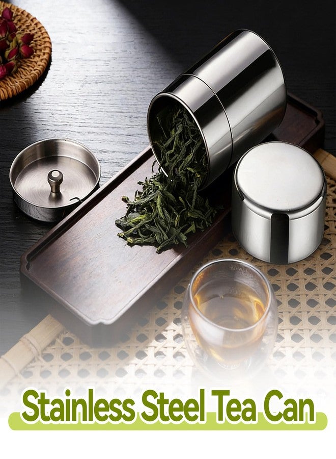 Frdhee Stainless Steel Tea Canister, 550ml Double Seal Tea Tin Canister Airtight Canister Storage Container with Double Lids, for Tea Coffee Sugar Seasoning Storage - Image 2