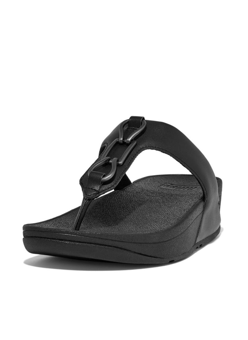 FitFlop 049-678 Fitflop Ladies Sandals Hallye Chain Leather Toe Post FD3-090 Black  - Image 2