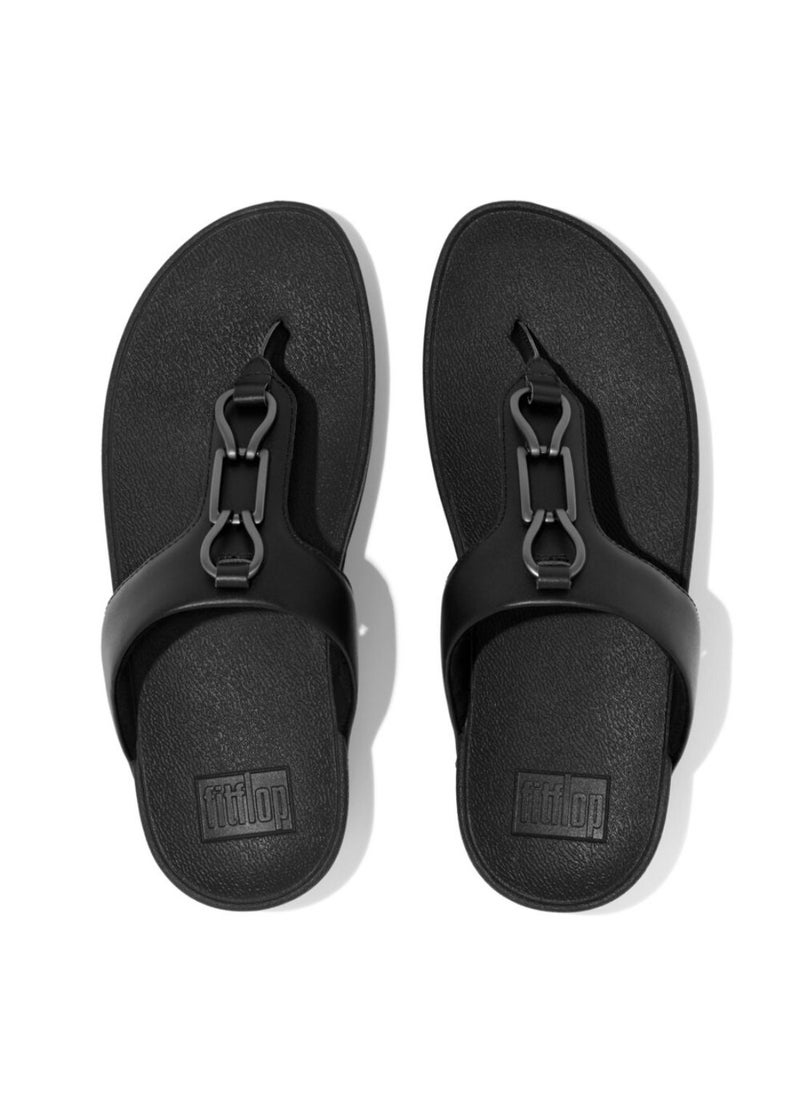 FitFlop 049-678 Fitflop Ladies Sandals Hallye Chain Leather Toe Post FD3-090 Black  - Image 5