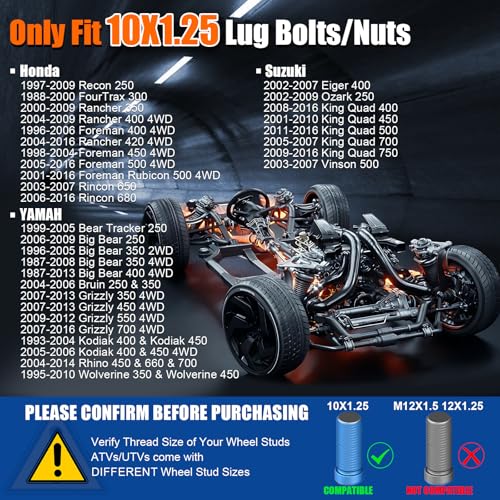 GAsupply فواصل عجلات ATV GAsupply 4x110 بوصة 2، محولات عجلات ATV سوداء بفتحة مركزية 74 مم 10×1.25 مسامير، متوافقة مع هوندا، سوزوكي، بومباردييه، عبوة 2 - Image 2