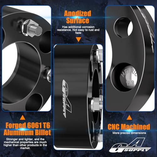 GAsupply فواصل عجلات ATV GAsupply 4x110 بوصة 2، محولات عجلات ATV سوداء بفتحة مركزية 74 مم 10×1.25 مسامير، متوافقة مع هوندا، سوزوكي، بومباردييه، عبوة 2 - Image 4