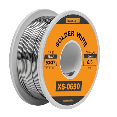 Twocorn 63/37 Solder Wire, high Purity no-wash tin-Lead Rosin cored Wire with 1.8% Flux for Electric Soldering (0.6mm 50g) - Image 1