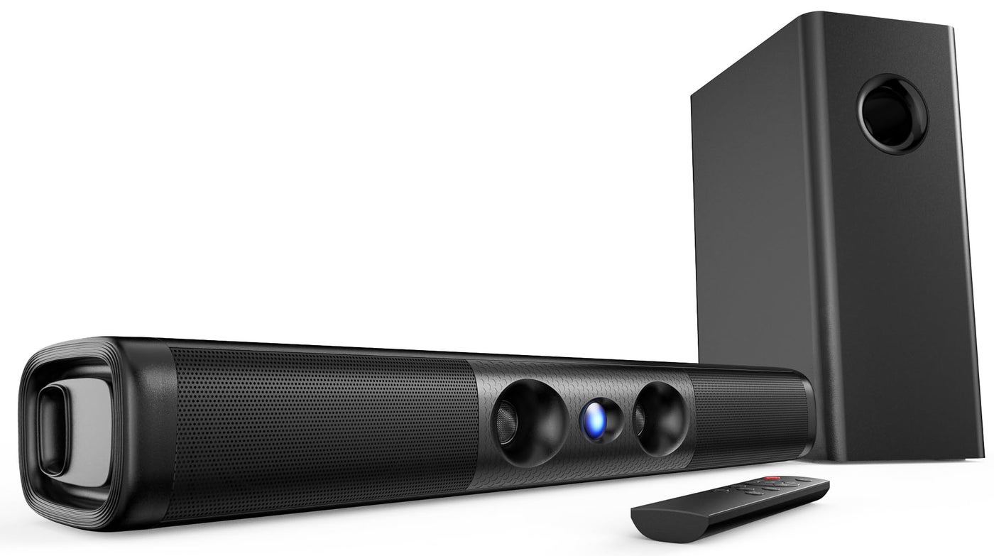 RIOWOIS Sound Bar for Smart TV,3.1ch Soundbar with Wired Subwoofer,100W Deep Bass, TV-ARC/Optical/AUX/Bluetooth 5.3 Connect, Surround Sound System for TV PC/Gaming/Projectors