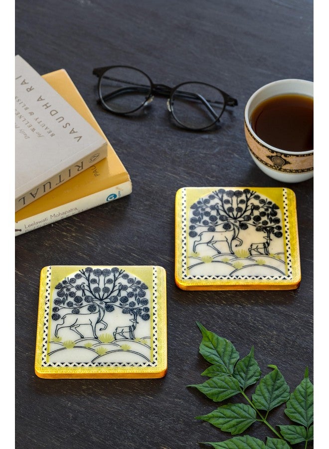 D'ORABLE Dorable Coasters - Marble Square Tea Coasters for Dining Table. Perfect Coasters for Friend Birthday Gifting. The Indo-Rome Countryside Coaster. - Image 2