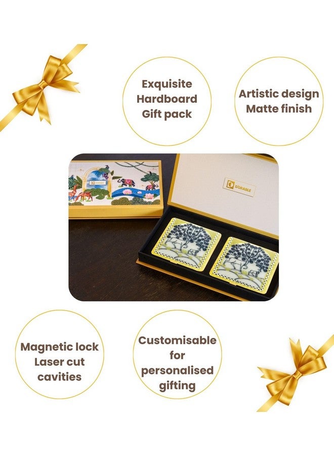 D'ORABLE Dorable Coasters - Marble Square Tea Coasters for Dining Table. Perfect Coasters for Friend Birthday Gifting. The Indo-Rome Countryside Coaster. - Image 5