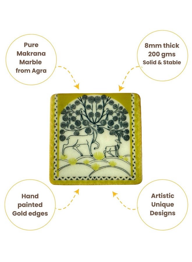 D'ORABLE Dorable Coasters - Marble Square Tea Coasters for Dining Table. Perfect Coasters for Friend Birthday Gifting. The Indo-Rome Countryside Coaster. - Image 4