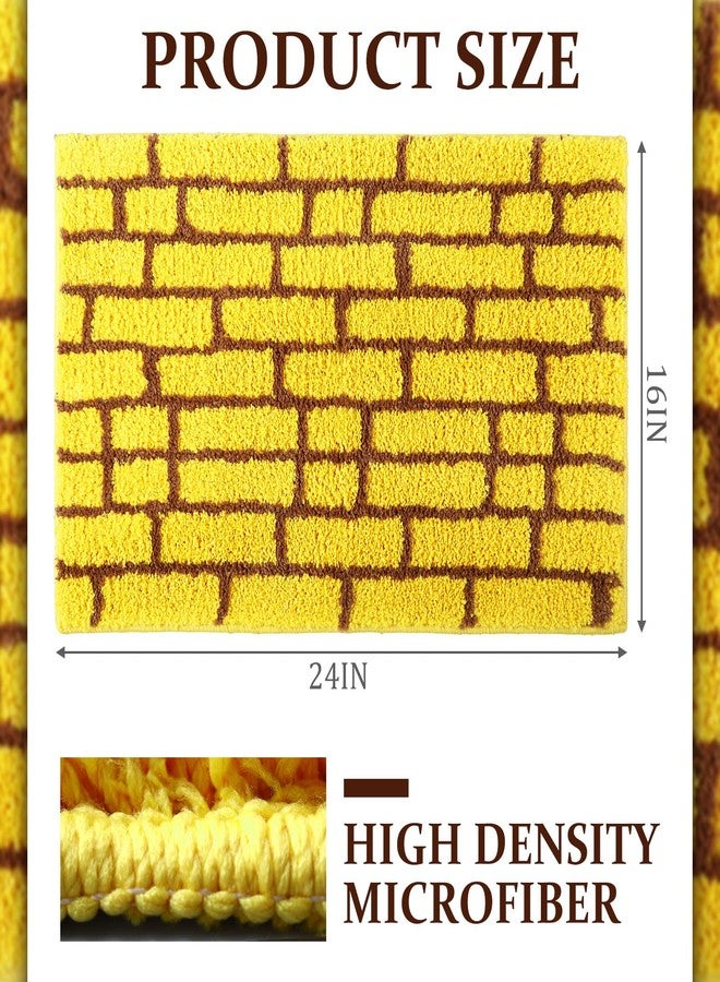 Tinideya 16 x 24 Yellow Brick Bathroom Mat Brick Stone Wall Non Slip Road Rug Cute Aesthetic Carpet Microfiber Absorbent Bath Rug Halloween Wizard Party Decorations for Bathroom Bathtub Shower Bedroom - Image 2