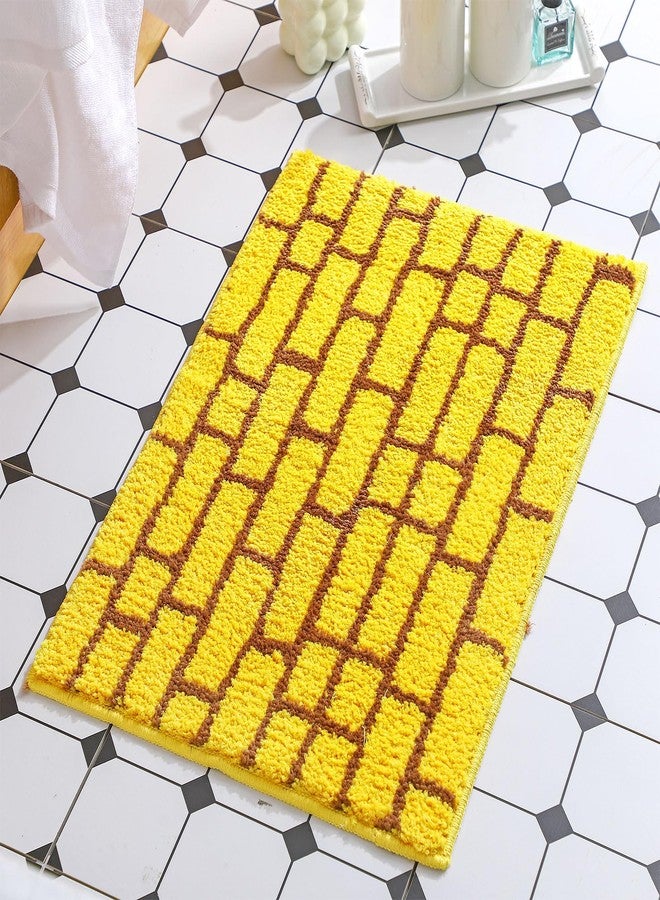 Tinideya 16 x 24 Yellow Brick Bathroom Mat Brick Stone Wall Non Slip Road Rug Cute Aesthetic Carpet Microfiber Absorbent Bath Rug Halloween Wizard Party Decorations for Bathroom Bathtub Shower Bedroom - Image 5