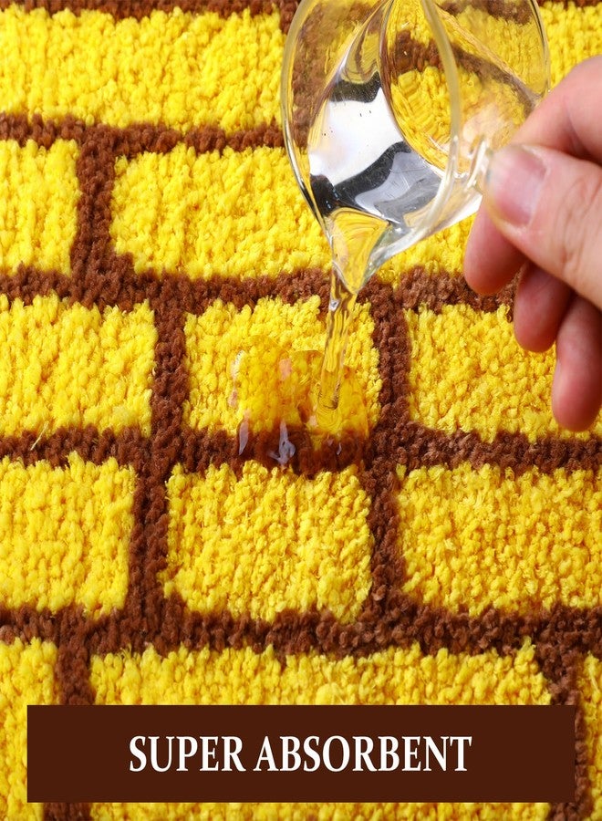 Tinideya 16 x 24 Yellow Brick Bathroom Mat Brick Stone Wall Non Slip Road Rug Cute Aesthetic Carpet Microfiber Absorbent Bath Rug Halloween Wizard Party Decorations for Bathroom Bathtub Shower Bedroom - Image 4