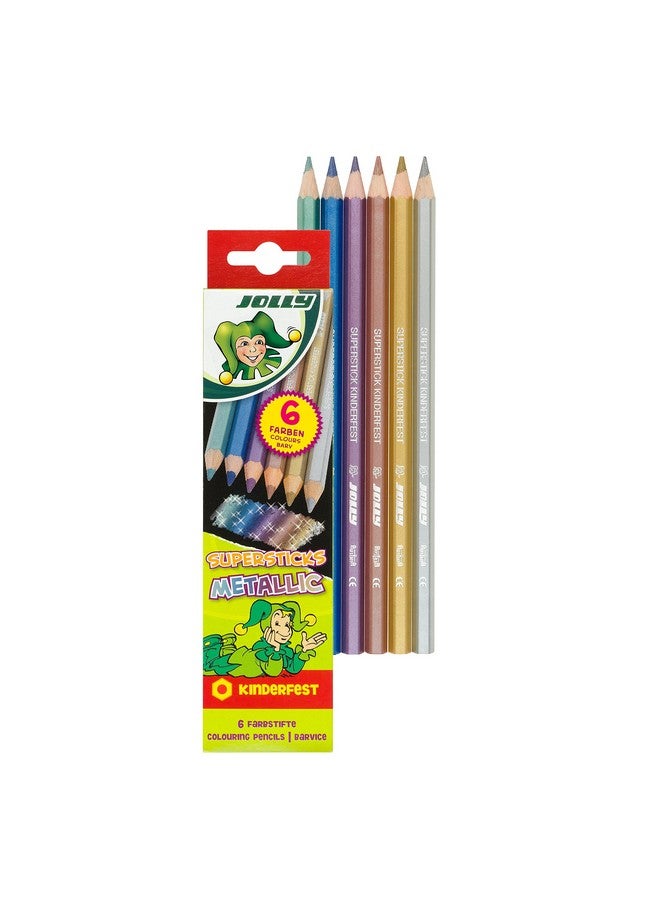 جولي أقلام رصاص ملونة معدنية أوروبية فاخرة من سوبر ستيكس؛ مجموعة من 6 قطع مثالية للتلوين للبالغين والأطفال - Image 1