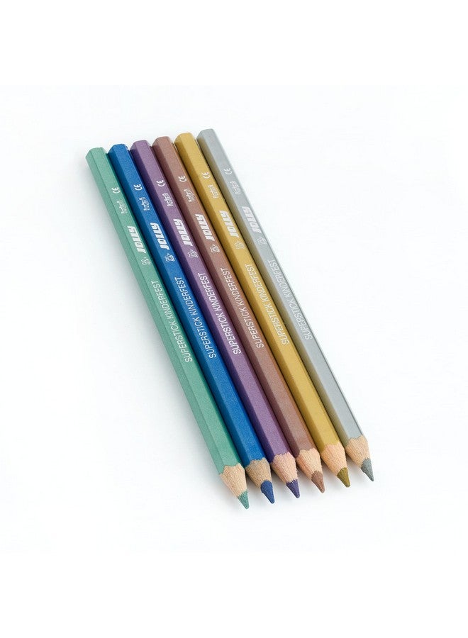 جولي أقلام رصاص ملونة معدنية أوروبية فاخرة من سوبر ستيكس؛ مجموعة من 6 قطع مثالية للتلوين للبالغين والأطفال - Image 4