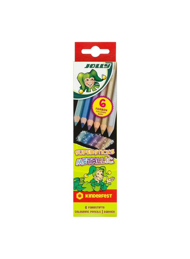 جولي أقلام رصاص ملونة معدنية أوروبية فاخرة من سوبر ستيكس؛ مجموعة من 6 قطع مثالية للتلوين للبالغين والأطفال - Image 2