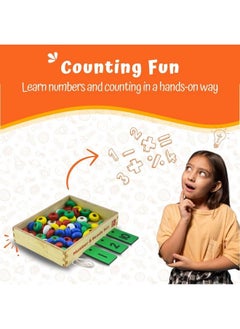 Skillofun Wooden Number & Bead Set | Lacing Activity For Kids | Educational Counting, Sorting & Matching Game| Wooden Toys | Montessori Toys For 3 Year Old | Beads For Kids Activities  - Image 3