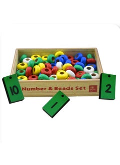 Skillofun Wooden Number & Bead Set | Lacing Activity For Kids | Educational Counting, Sorting & Matching Game| Wooden Toys | Montessori Toys For 3 Year Old | Beads For Kids Activities  - Image 2