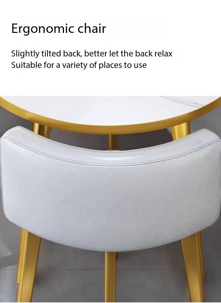 C&C Home Set of 5 Modern Compact Design Dinning Table Chair Set Round Ergonomic Chairs and Table for Kitchen Home Office Conference Room 80x75 and 59x73 cm  - Image 4