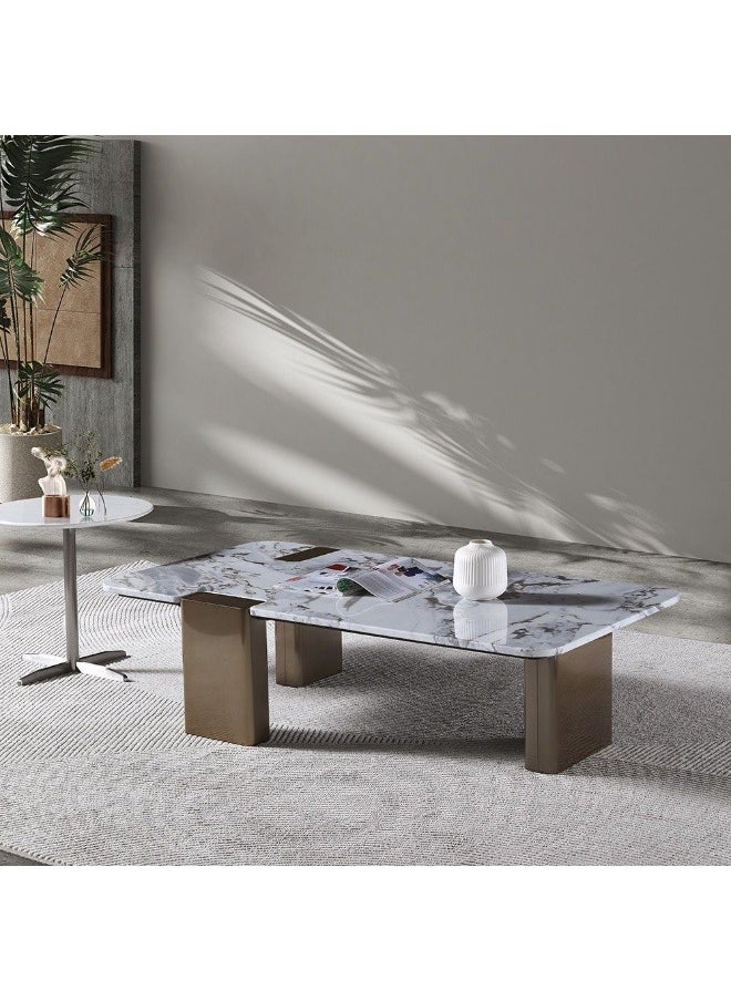 DANUBE HOME Union Coffee Table Multifunctional Living Room Table Space Saving Center Table Modern Design Furniture For Home Living Room -White/Antique Bronze  - Image 1