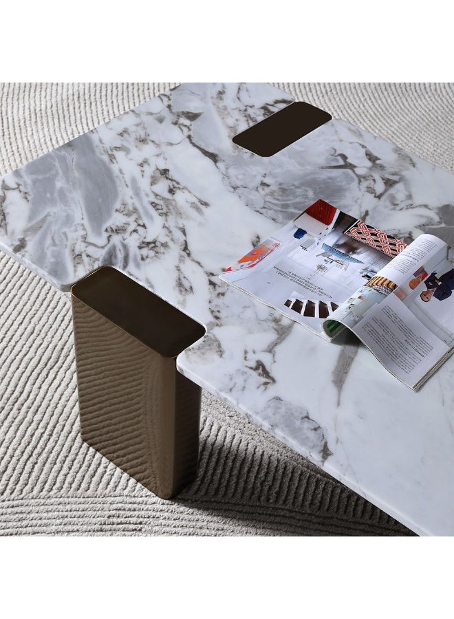 DANUBE HOME Union Coffee Table Multifunctional Living Room Table Space Saving Center Table Modern Design Furniture For Home Living Room -White/Antique Bronze - Image 2