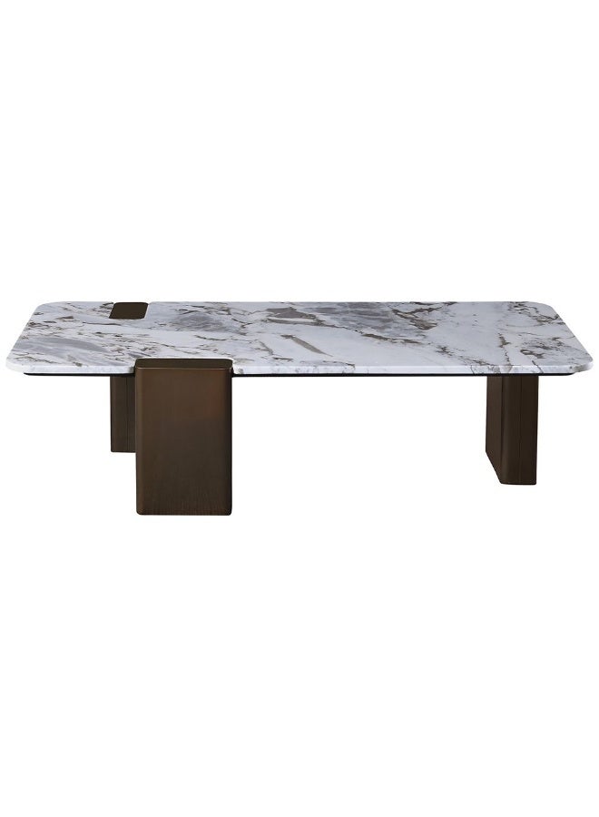 DANUBE HOME Union Coffee Table Multifunctional Living Room Table Space Saving Center Table Modern Design Furniture For Home Living Room -White/Antique Bronze - Image 3