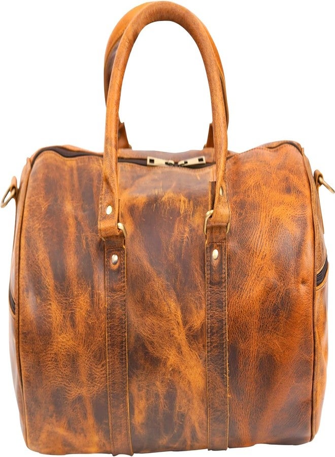 NATURALS EXPORT Premium Brown Duffle Bag: Durable, Stylish Travel and Sports Duffle for Men and Women 14 Inch, Tan Brown, 14 Inch, Travel Duffle Bag With Adjustable Strap - Image 3