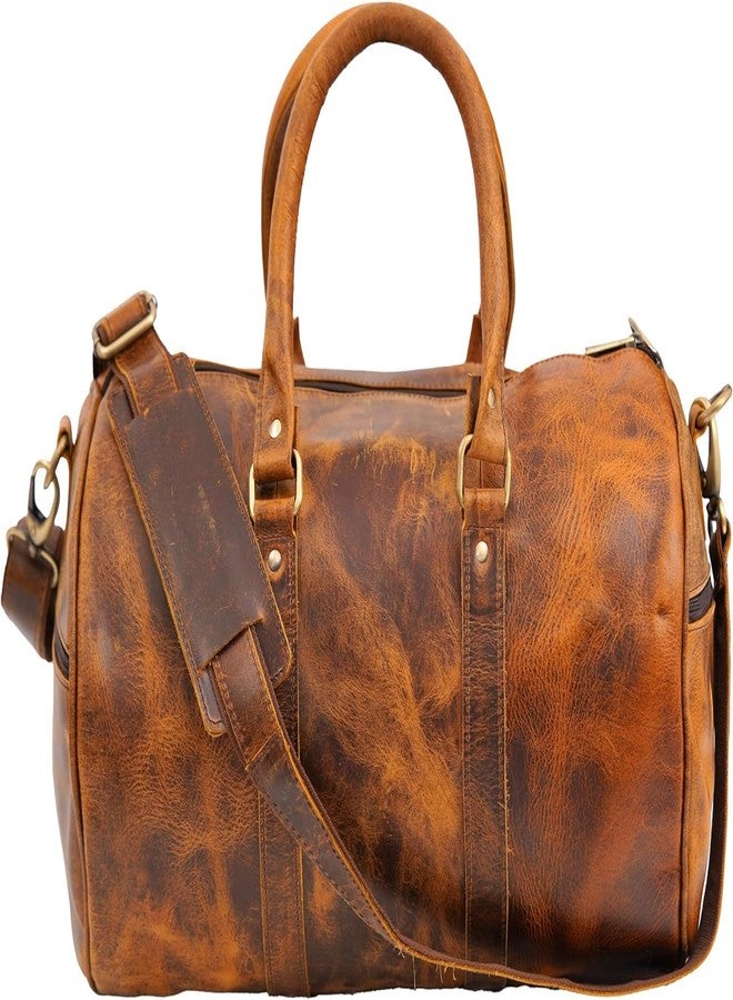 NATURALS EXPORT Premium Brown Duffle Bag: Durable, Stylish Travel and Sports Duffle for Men and Women 14 Inch, Tan Brown, 14 Inch, Travel Duffle Bag With Adjustable Strap - Image 1
