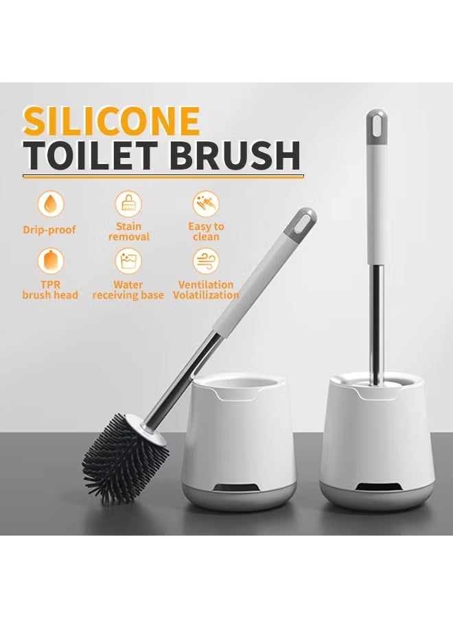 أنمي 1 حزمة فرشاة المرحاض ومجموعة حامل ، سيليكون فرشاة تنظيف المرحاض - Image 2