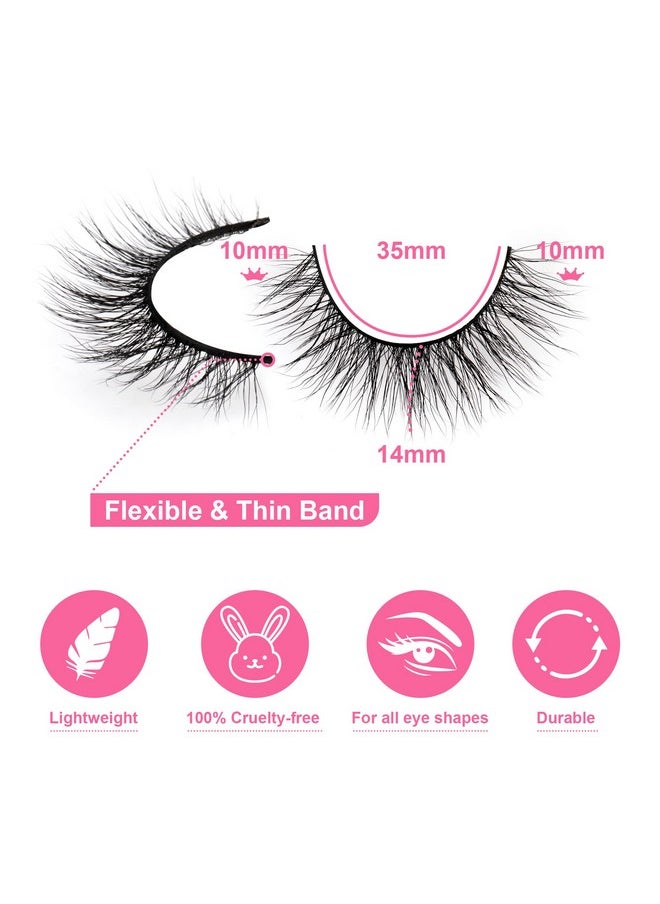 Newcally - Natural Look Lashes Mink 3D Fluffy Wispy False Eyelashes Short Light Volume Fake Eye Lashes Pack 14 Pairs Reusable Soft Faux Mink Eyelashes - Image 1