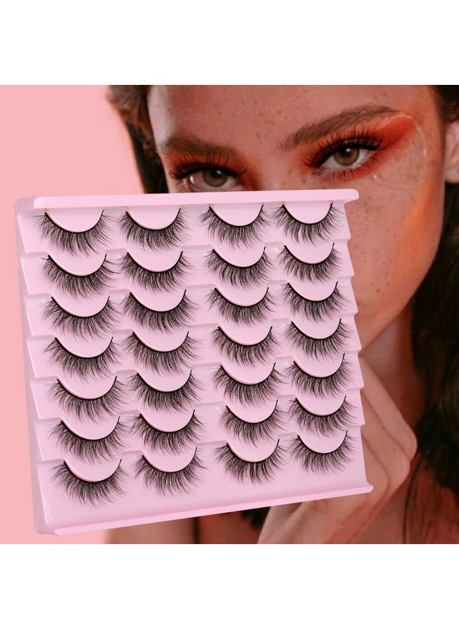 Newcally - Natural Look Lashes Mink 3D Fluffy Wispy False Eyelashes Short Light Volume Fake Eye Lashes Pack 14 Pairs Reusable Soft Faux Mink Eyelashes - Image 1