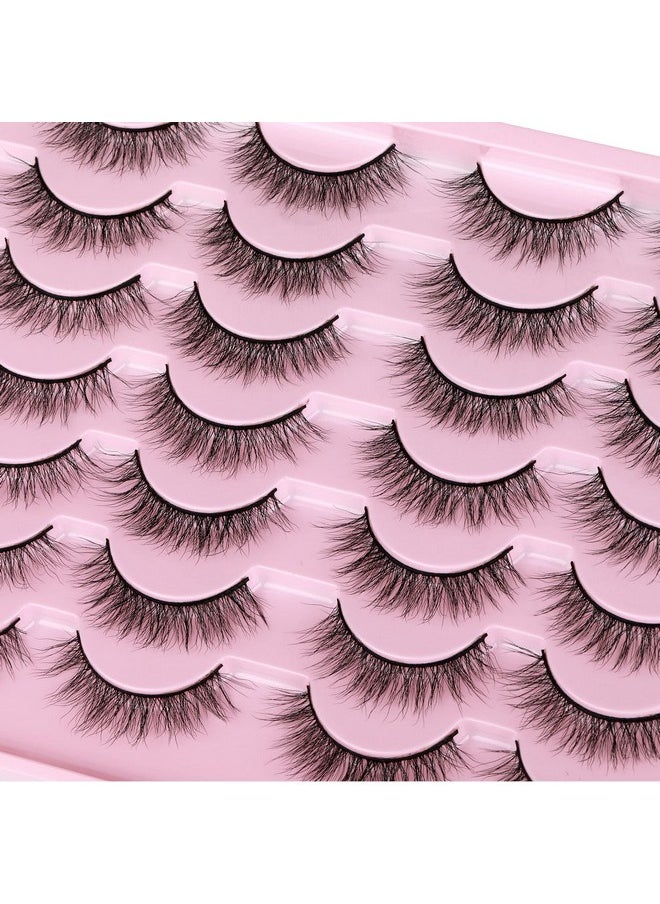 Newcally - Natural Look Lashes Mink 3D Fluffy Wispy False Eyelashes Short Light Volume Fake Eye Lashes Pack 14 Pairs Reusable Soft Faux Mink Eyelashes - Image 1