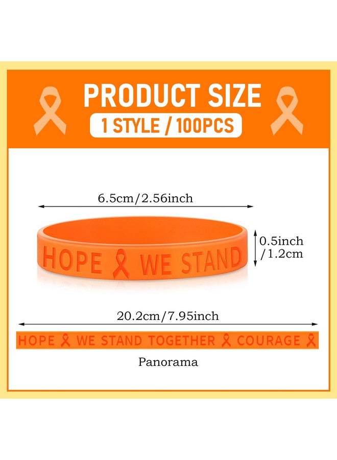 Junkin 100 Pcs Orange Ribbon Awareness Bracelets Leukemia Awareness Bracelet Kidney Cancer Adhd Lymphoma Cerebral Awareness Silicone Wristband For Public Activity Supplies - Image 2