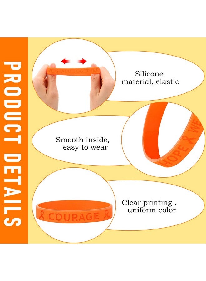 Junkin 100 Pcs Orange Ribbon Awareness Bracelets Leukemia Awareness Bracelet Kidney Cancer Adhd Lymphoma Cerebral Awareness Silicone Wristband For Public Activity Supplies - Image 4