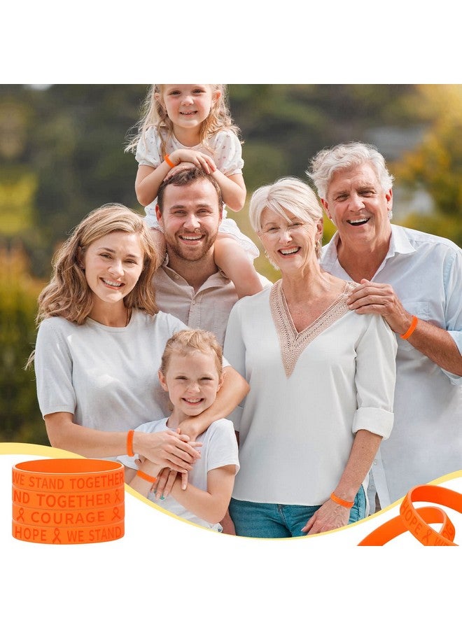 Junkin 100 Pcs Orange Ribbon Awareness Bracelets Leukemia Awareness Bracelet Kidney Cancer Adhd Lymphoma Cerebral Awareness Silicone Wristband For Public Activity Supplies - Image 5