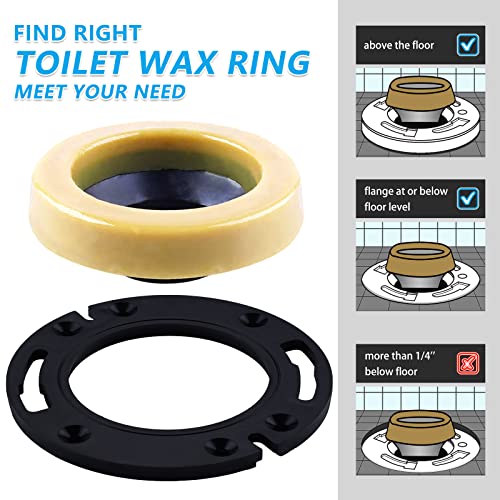 MENNTY Toilet Flange with Wax Ring for Toilets Replacement Kit Includes Bolts PVC Toilet Flange Repair Kit for 3" or 4" Pipes, Fit Toilet Install & Repair - Image 3