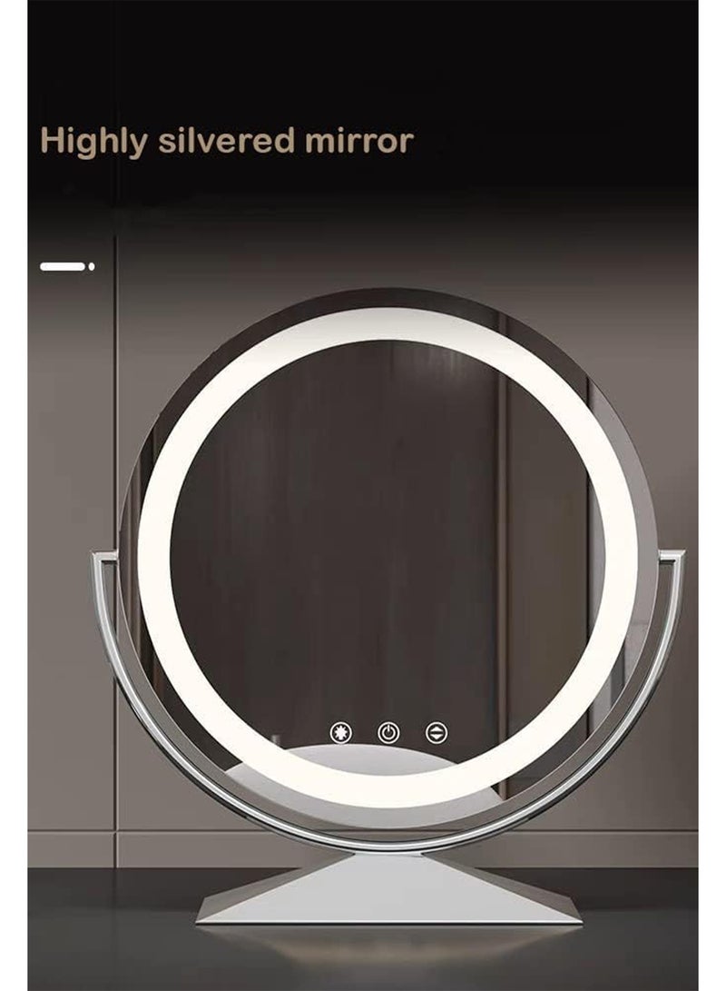 Round Lighted Vanity Mirror with Touch Sensor  3 Lighting Modes & Adjustable Brightness - Image 5