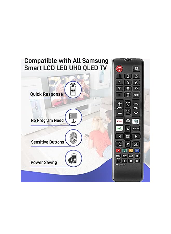 PROMASS UNOCAR Smart Remote for Samsung 4K UHD HDR Crystal QLED Smart TV, Samsung UE Quantum Series TVs and Samsung Smart Remote with Netflix Rakuten Prime Video BN59-01315B - Image 2