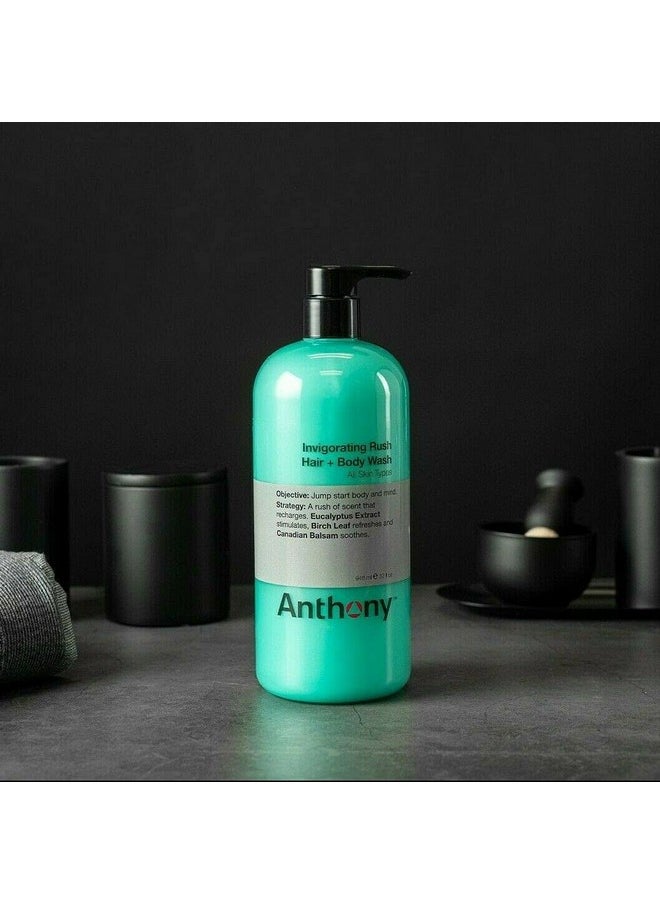 Anthony Mens Body Wash And Shampoo: Invigorating Rush 2In1 Liquid Gel Soap & Hair Shampoo Pine Wood Scent Contains Eucalyptus Extract Canadian Balsam & Birch Leaf 32 Fl. Oz  - Image 3
