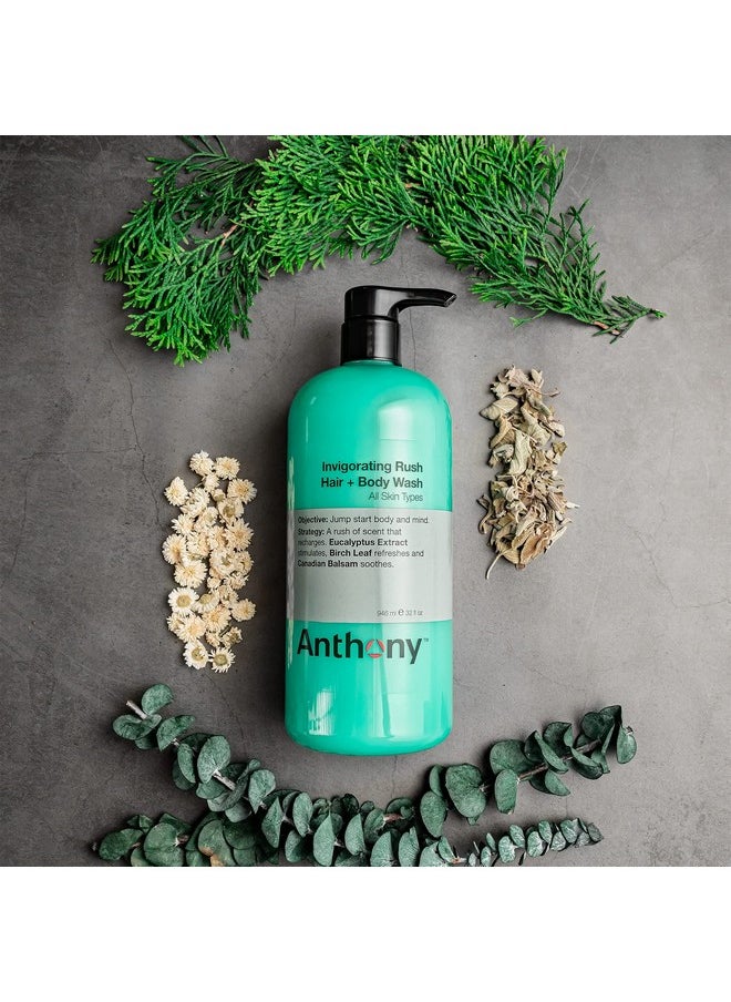 Anthony Mens Body Wash And Shampoo: Invigorating Rush 2In1 Liquid Gel Soap & Hair Shampoo Pine Wood Scent Contains Eucalyptus Extract Canadian Balsam & Birch Leaf 32 Fl. Oz  - Image 5
