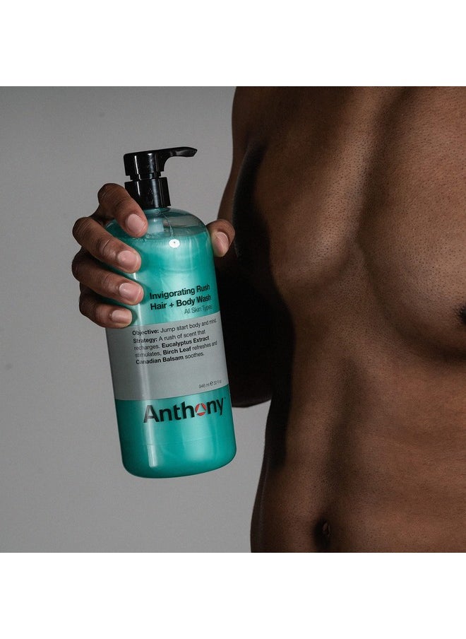 Anthony Mens Body Wash And Shampoo: Invigorating Rush 2In1 Liquid Gel Soap & Hair Shampoo Pine Wood Scent Contains Eucalyptus Extract Canadian Balsam & Birch Leaf 32 Fl. Oz  - Image 4