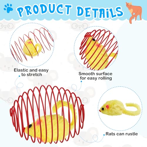 Jecery 5 Pcs Halloween Cat Spring Balls Toys Stretchable Rolling Balls Colorful Playful Coils Interactive Spring Action Toy Caged Rats for Kitten Cat Pet Supplies(Mouse,Multicolor,5 Pcs) - Image 3