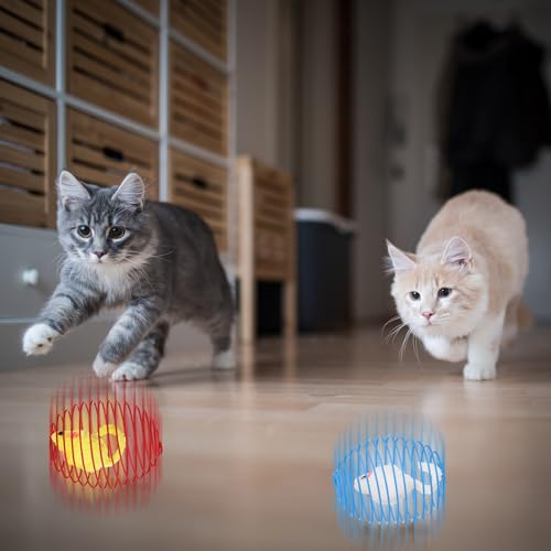 Jecery 5 Pcs Halloween Cat Spring Balls Toys Stretchable Rolling Balls Colorful Playful Coils Interactive Spring Action Toy Caged Rats for Kitten Cat Pet Supplies(Mouse,Multicolor,5 Pcs) - Image 5